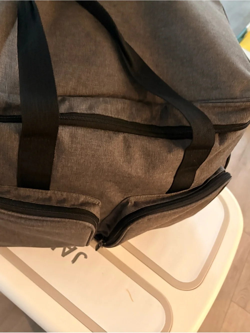 Men's Gray Travel Duffel Bag with Black Straps - Unbranded